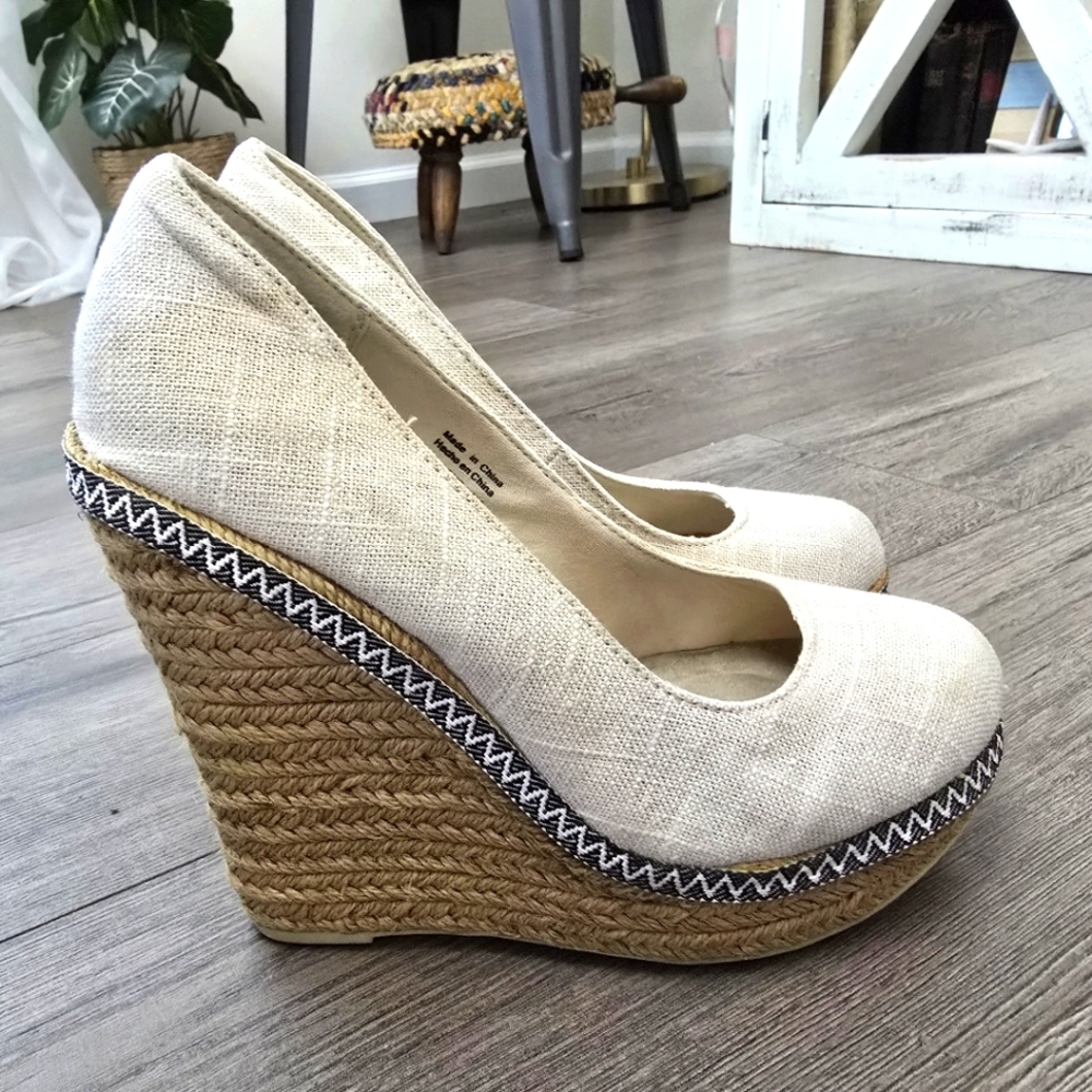 Call It Spring Canvas Espadrilles Wedge Platform Size 7.5